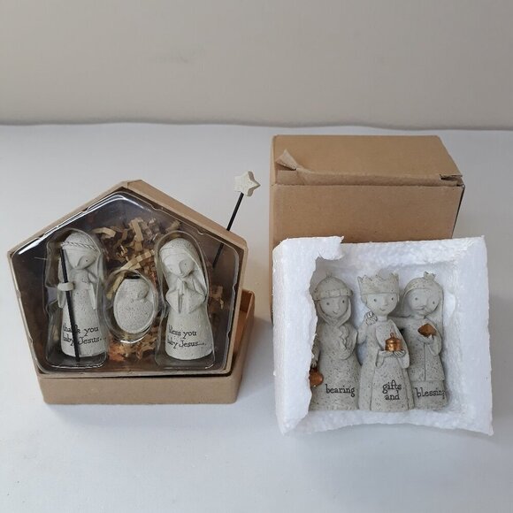 Enesco Bless You! 3 Kings 2.75 in & Nativity 2.5 in Resin Mini Figurines - Picture 1 of 15